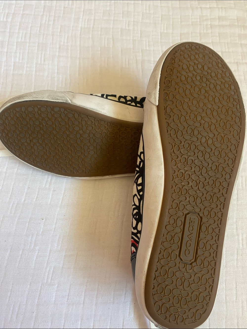 COACH Cream Canvas Sneakers with Black and Red Floral Motif - Picture 6 of 9